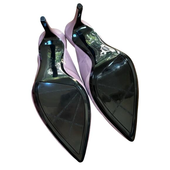 Calvin Klein "Gosha" purple lavender suede & patent leather high heel mules 10M - Picture 7 of 13